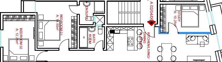 Zejtun - 3rd Floor 2 Bedroom + Study Apartment Shell Form