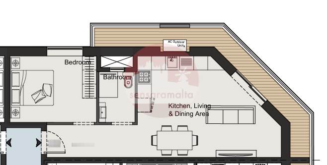 Paola - One Bedroom Apartment + Longish Balcony - On Plan - Shell Form
