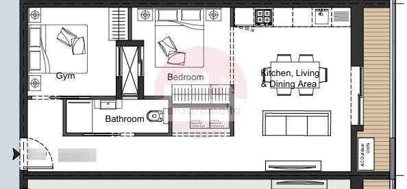 Paola - 1 Bed + Gym Apartment - Shell Form - On Plan