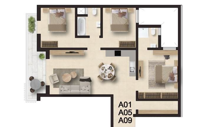 Mosta - 3 Bedroom Finished Apartment On Plan 